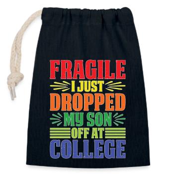 Fragile I Just Dropped My Son Off At College 5 - Verschließbarer Geschenkbeutel aus Baumwolle (14x20cm) - Navy - Vorne