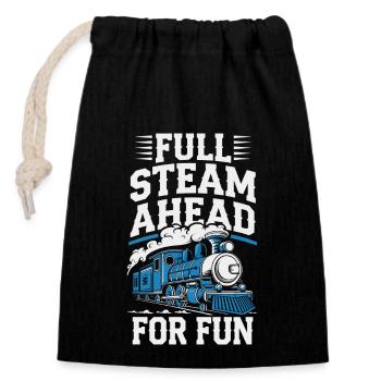 Railfan Train Enthusiast Locomotive Lover - Closable cotton gift bag (14x20cm) - black - Front