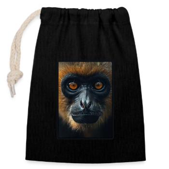 Gibbons Gibbon - Verschließbarer Geschenkbeutel aus Baumwolle (14x20cm) - Schwarz - Vorne
