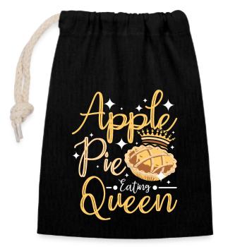 Apple pie eating queen - Verschließbarer Geschenkbeutel aus Baumwolle (14x20cm) - Schwarz - Vorne