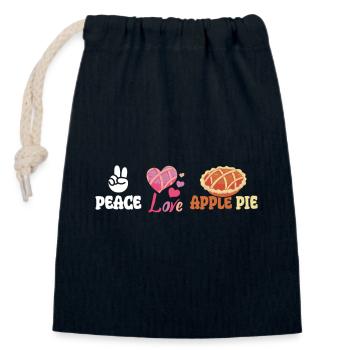 Peace love Apple pie - Closable cotton gift bag (14x20cm) - navy - Front