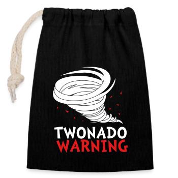 Tornado Geburtstag Kindergeburtstag - Verschließbarer Geschenkbeutel aus Baumwolle (14x20cm) - Schwarz - Vorne
