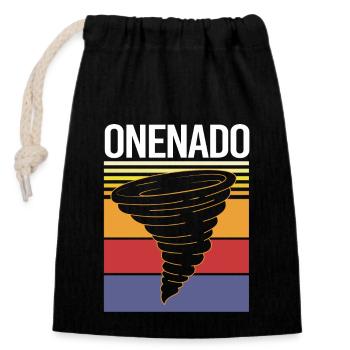 Tornado Geburtstag Kindergeburtstag - Verschließbarer Geschenkbeutel aus Baumwolle (14x20cm) - Schwarz - Vorne