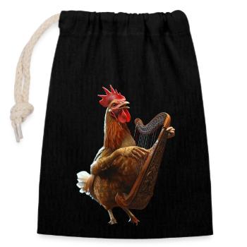 Rooster Harp - Closable cotton gift bag (14x20cm) - black - Front