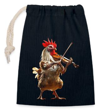 Violon Coq - Sac cadeau en coton avec cordon (14 x 20 cm) - bleu marine - Devant