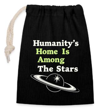 Space Exploration Cosmic Discovery - Closable cotton gift bag (14x20cm) - black - Front