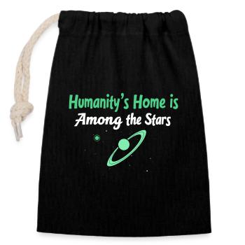 Space Exploration Cosmic Discovery - Closable cotton gift bag (14x20cm) - black - Front