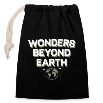 Space Exploration Cosmic Discovery - Closable cotton gift bag (14x20cm) - black - Front