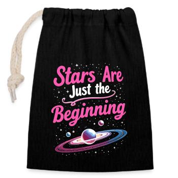 Space Exploration Cosmic Discovery - Closable cotton gift bag (14x20cm) - black - Front