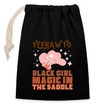 Black girl magic in the saddle black history - Closable cotton gift bag (14x20cm) - black - Front