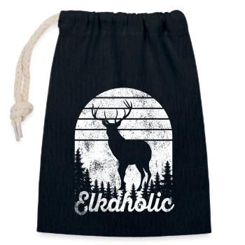 Chasse à l’élan Elkaholic Hunters - Sac cadeau en coton avec cordon (14 x 20 cm) - bleu marine - Devant