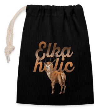 Chasse à l’élan Elkaholic Hunters - Sac cadeau en coton avec cordon (14 x 20 cm) - noir - Devant