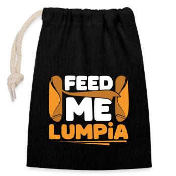 Feed me Lumpia - Closable cotton gift bag (14x20cm) - black - Front