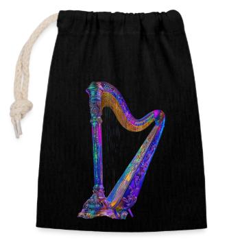 Harp - Closable cotton gift bag (14x20cm) - black - Front