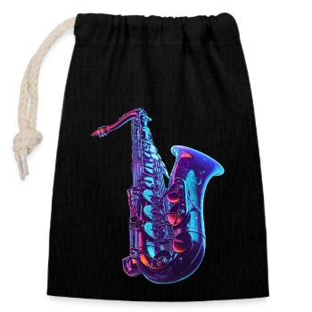 Saxophone - Closable cotton gift bag (14x20cm) - black - Front