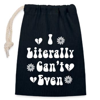 I Literally Cant Even Care - Closable cotton gift bag (14x20cm) - navy - Front