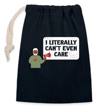 I Literally Cant Even Care - Closable cotton gift bag (14x20cm) - navy - Front