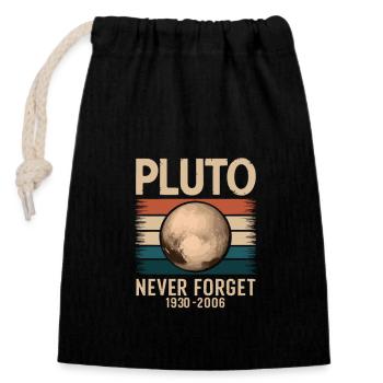 Never forget Pluto - Verschließbarer Geschenkbeutel aus Baumwolle (14x20cm) - Schwarz - Vorne