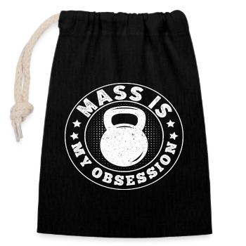 Powerlifting Bodybuilder Mass Is My Obsession - Closable cotton gift bag (14x20cm) - black - Front