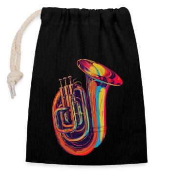 Tuba - Verschließbarer Geschenkbeutel aus Baumwolle (14x20cm) - Schwarz - Vorne