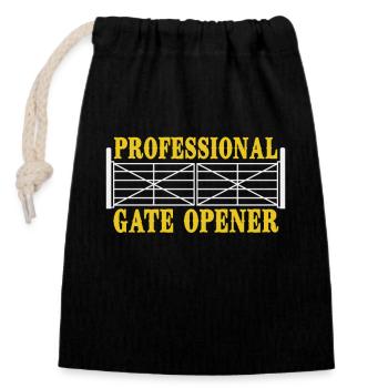 Professional Gate Opener Humor Fun Statement - Closable cotton gift bag (14x20cm) - black - Front