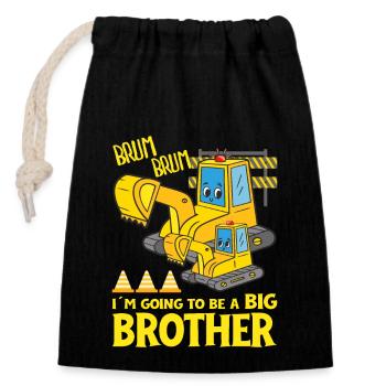 Excavator Child Ready Going To Be A Big Brother - Closable cotton gift bag (14x20cm) - black - Front