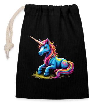 Mignon Licorne Idée Cadeau Magique Licorne Fans - Sac cadeau en coton avec cordon (14 x 20 cm) - noir - Devant