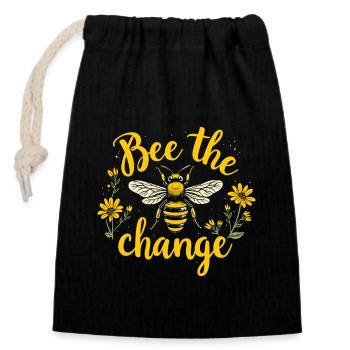 Bee-friendly gardener, pollinator, garden and - Closable cotton gift bag (14x20cm) - black - Front