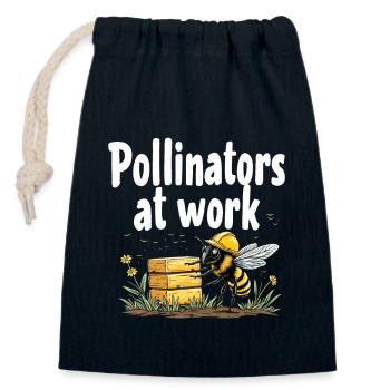 Bee-friendly gardener, pollinator, garden and - Closable cotton gift bag (14x20cm) - navy - Front