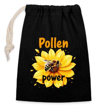 Bee-friendly gardener, pollinator, garden and - Closable cotton gift bag (14x20cm) - black - Front