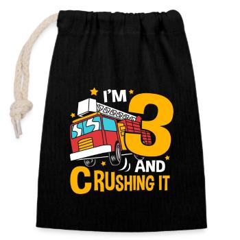 Fire Truck Children's Birthday Party - Closable cotton gift bag (14x20cm) - black - Front