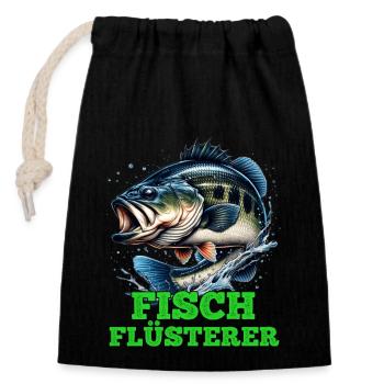 Angler Outfit Angeln Hobby - Verschließbarer Geschenkbeutel aus Baumwolle (14x20cm) - Schwarz - Vorne