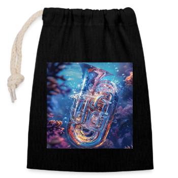 Tuba - Verschließbarer Geschenkbeutel aus Baumwolle (14x20cm) - Schwarz - Vorne
