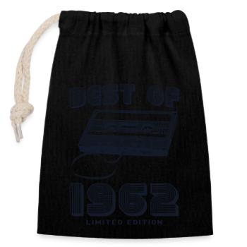 Rétro 1962 Style 63e anniversaire Célébration Design - Sac cadeau en coton avec cordon (14 x 20 cm) - noir - Devant