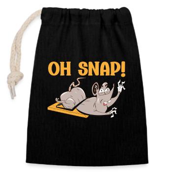 Oh Snap Souris Drôle Dessin Animé Humour Graphique Pour - Sac cadeau en coton avec cordon (14 x 20 cm) - noir - Devant