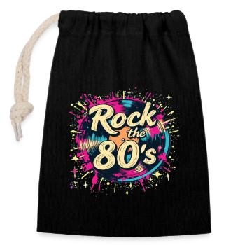 Rock Les années 80 Fête Fête Look rétro des années 80 - Sac cadeau en coton avec cordon (14 x 20 cm) - noir - Devant