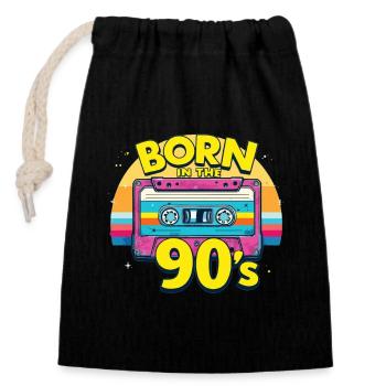 Né dans les années 90 Cassette Look rétro Fans des années 90 - Sac cadeau en coton avec cordon (14 x 20 cm) - noir - Devant