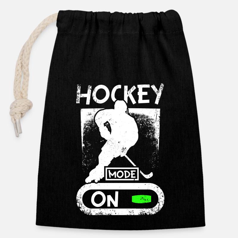 Mode roller hockey activé - Sac cadeau en coton avec cordon (14 x 20 cm) - noir