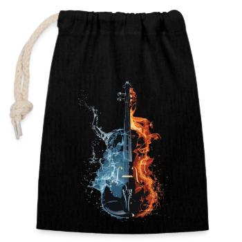 Violine - Verschließbarer Geschenkbeutel aus Baumwolle (14x20cm) - Schwarz - Vorne