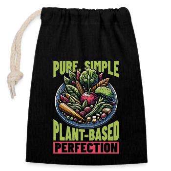 Vegetarian Pure Simple Plant-Based Vegan Lifestyle - Verschließbarer Geschenkbeutel aus Baumwolle (14x20cm) - Schwarz - Vorne