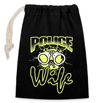 Proud To Be Police Wife - Closable cotton gift bag (14x20cm) - black - Front