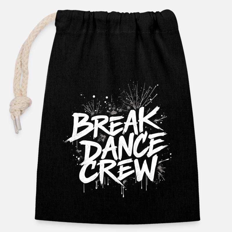 Breakdance Crew Breakdance Breakdancing Breakdance - Sac cadeau en coton avec cordon (14 x 20 cm) - noir