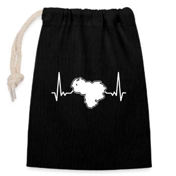 Venezuela Heartbeat Map Venezuelan - Closable cotton gift bag (14x20cm) - black - Front
