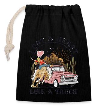 I Got A Heart Like A Truck - Closable cotton gift bag (14x20cm) - black - Front