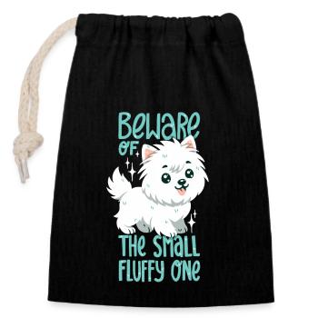 Petit terrier blanc duveteux des West Highlands - Sac cadeau en coton avec cordon (14 x 20 cm) - noir - Devant