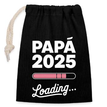 Neues Papa-Geschenk 2025 Loading - Verschließbarer Geschenkbeutel aus Baumwolle (14x20cm) - Schwarz - Vorne