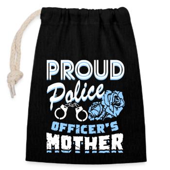 Proud Police Officer's Mother - Closable cotton gift bag (14x20cm) - black - Front