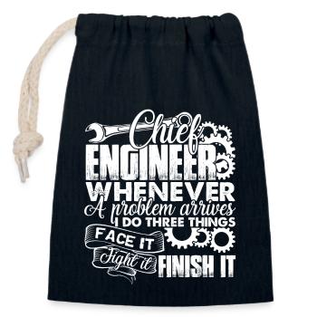 Chief Engineer Solves Problem - Closable cotton gift bag (14x20cm) - navy - Front
