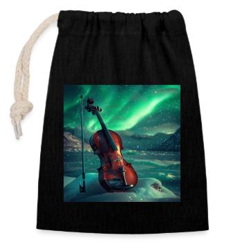 Violine - Verschließbarer Geschenkbeutel aus Baumwolle (14x20cm) - Schwarz - Vorne