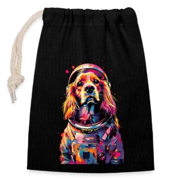 Cocker Spaniel - Verschließbarer Geschenkbeutel aus Baumwolle (14x20cm) - Schwarz - Vorne